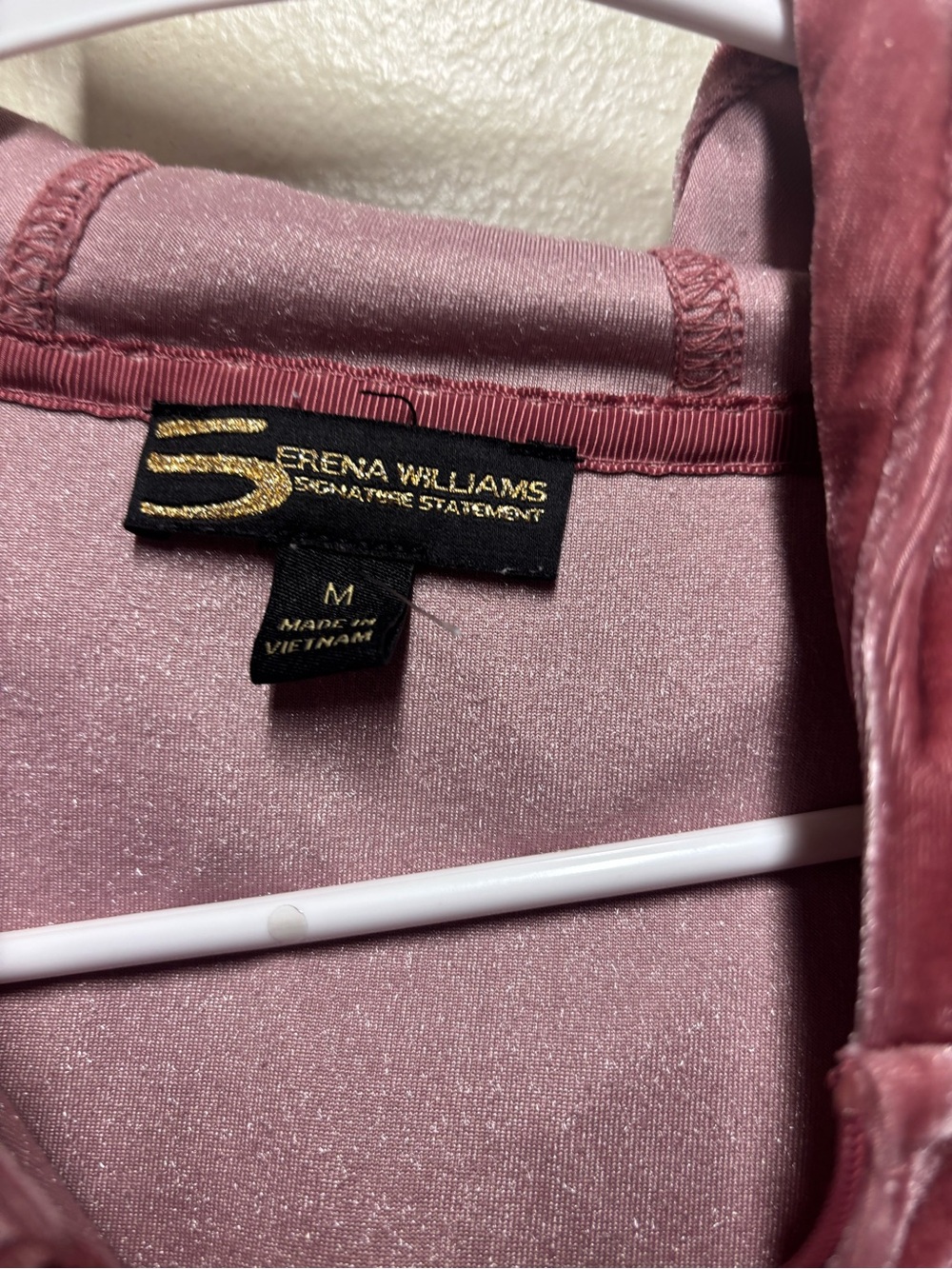 Serena Williams signature velour track set rose pink trim women's m hooded - Picture 2 of 5
